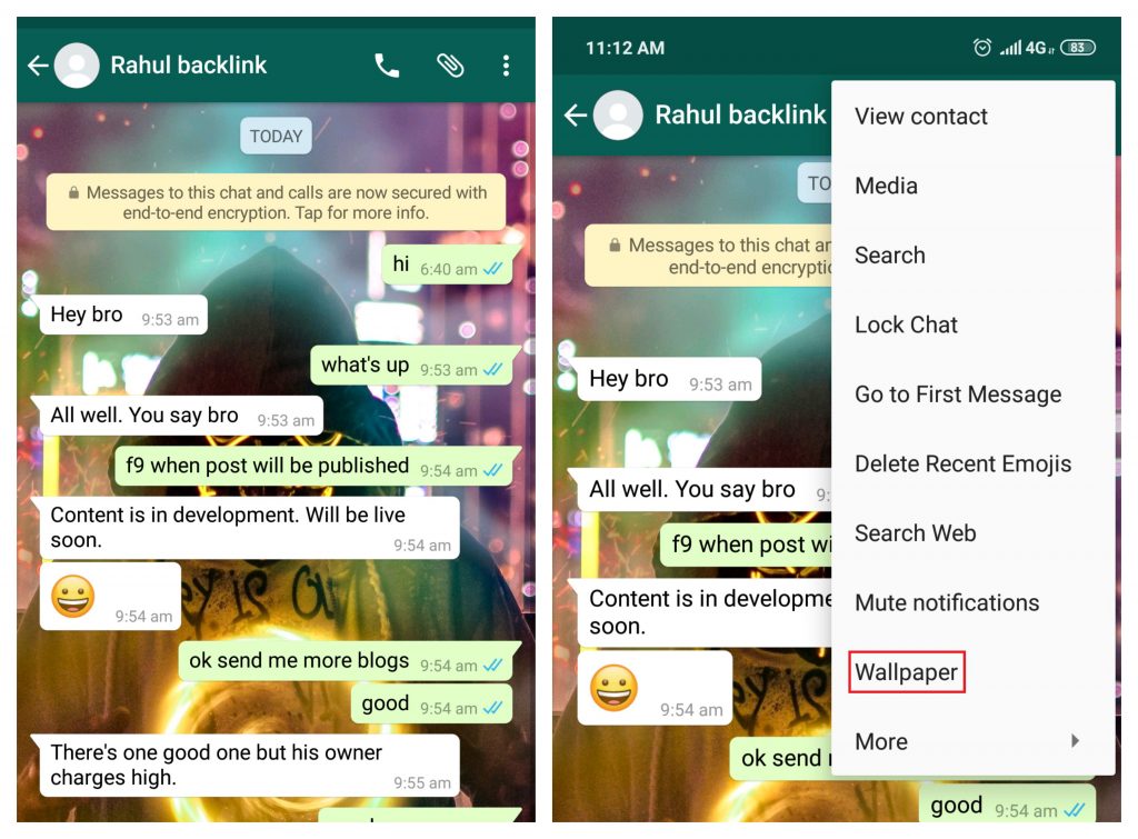 whatsapp wallpaper changing
